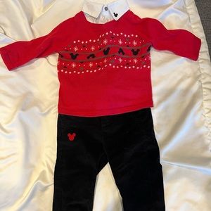 Disney Mickey Mouse Two in one sweater and matching pants. Size 9-12 mo